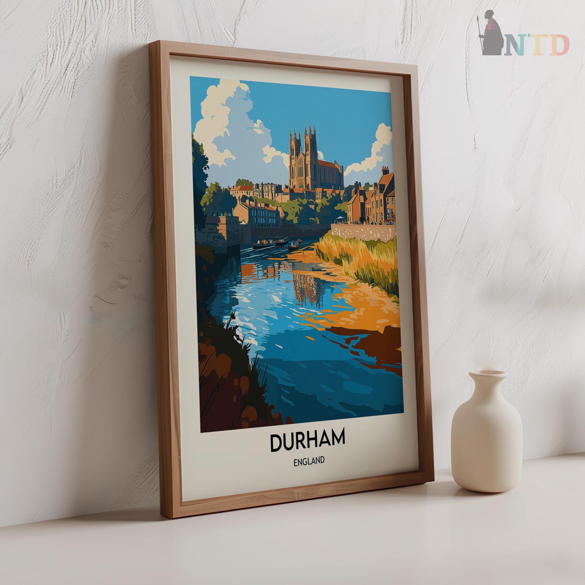 Durham Cathedral Reflected in the River on a Sunny Day Poster - Image 2