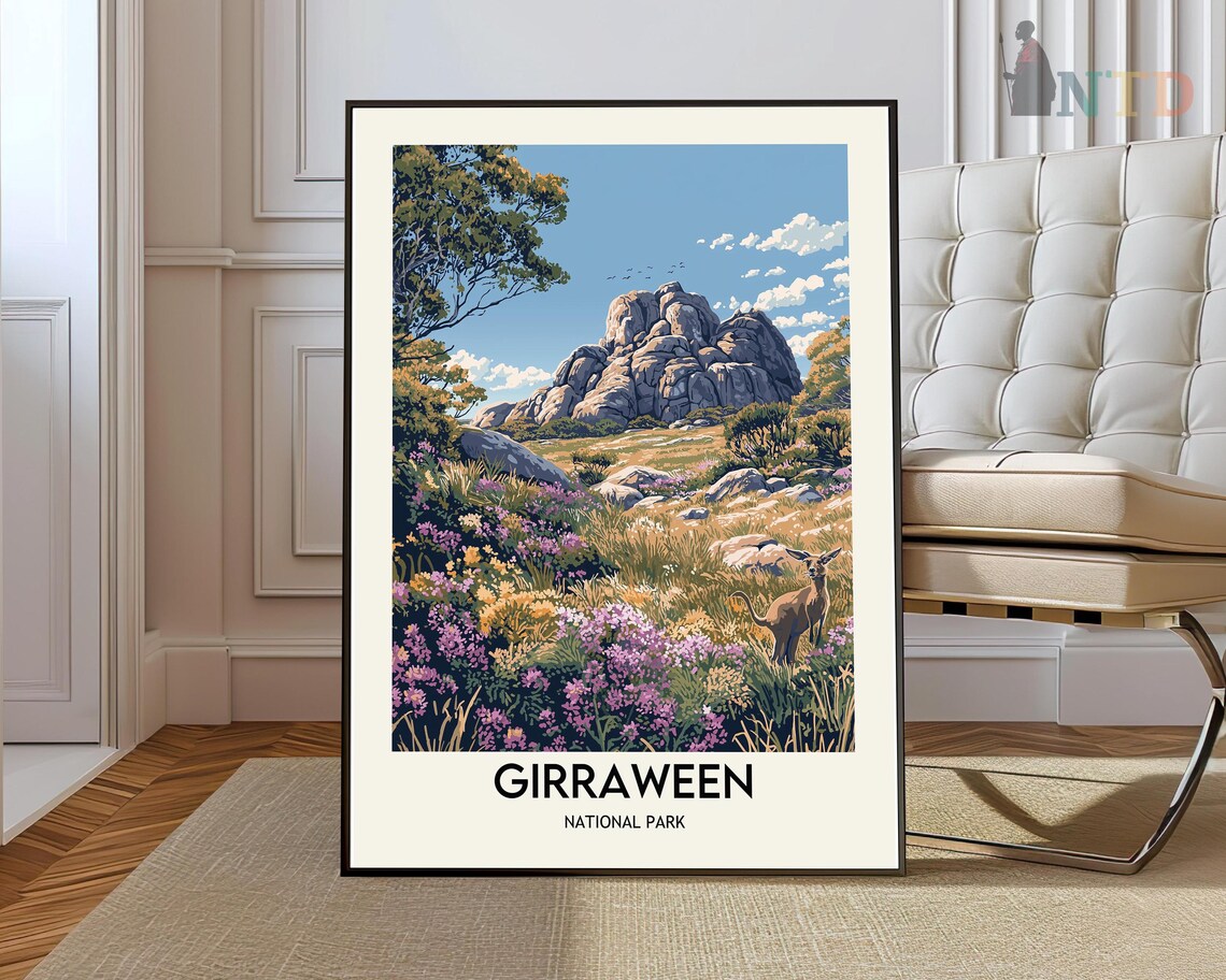 Girraween National Park Wallaby Wildflower Rocky Peak Wildlife Poster