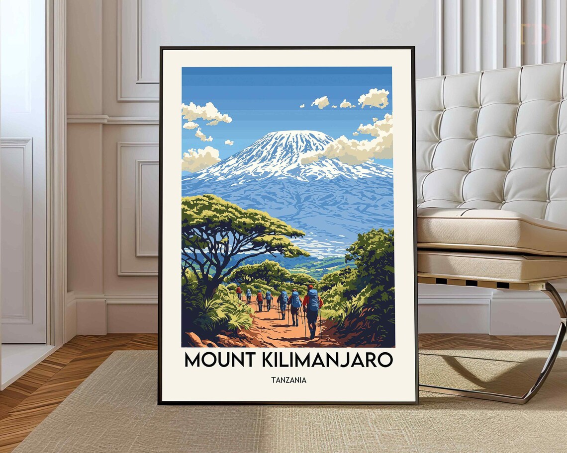 Mount Kilimanjaro National Park Travel Poster, Tanzania