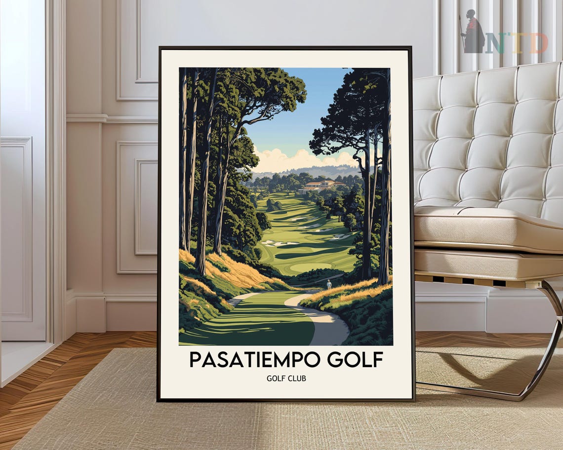 Pasatiempo Golf Club Tree-Lined Fairway Vintage Style Poster