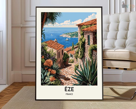Eze Poster Ze Wall Art Print Photo Travel City Map French Riviera Cte Dazur