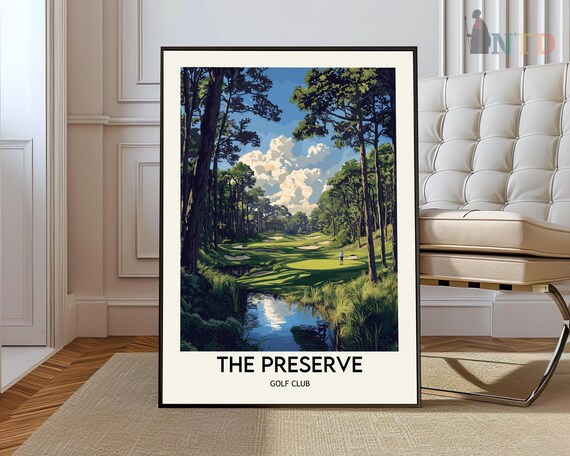 The Preserve Golf Club Pine Forest Creek Retro Travel Art Poster