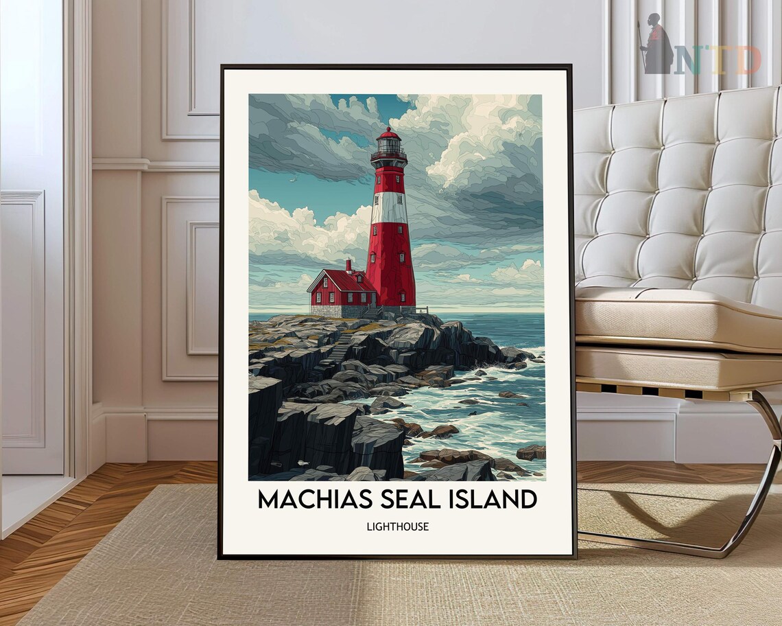 Machias Seal Island Lighthouse Keeper House Coast Travel Poster