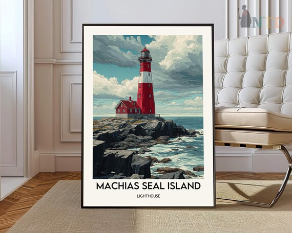 Machias Seal Island Lighthouse Poster Wall Art Print Bay Of Fundy