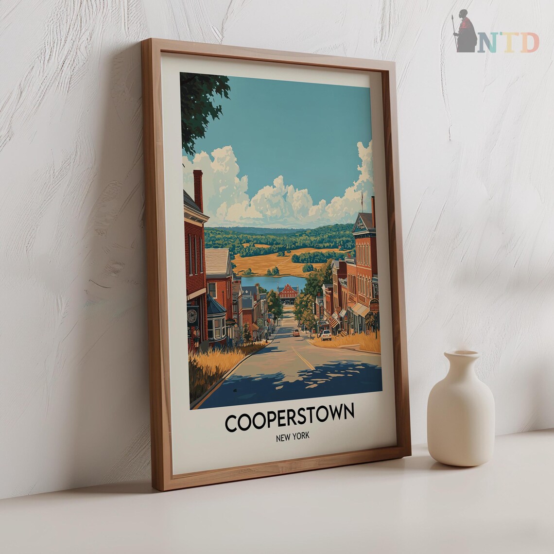 Cooperstown Main Street Sloping Down Toward Otsego Lake Poster - Image 2