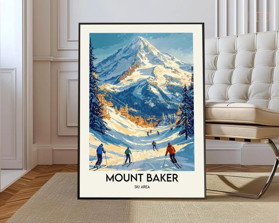 Mount Baker Ski Area Poster Wall Art Print Photo North Cascades