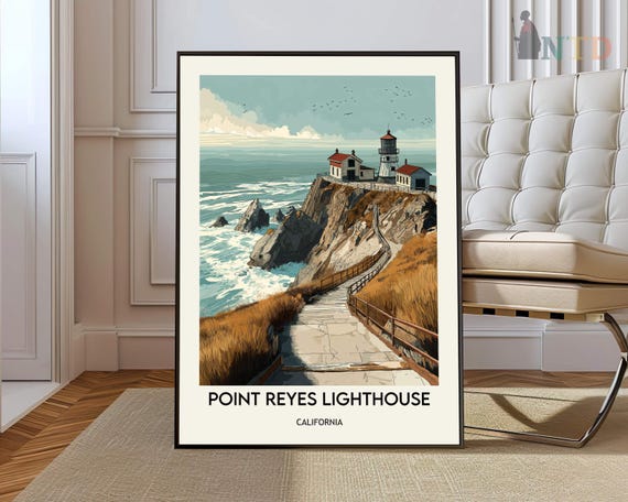 Point Reyes Lighthouse Poster Wall Art Print Photo Cliff