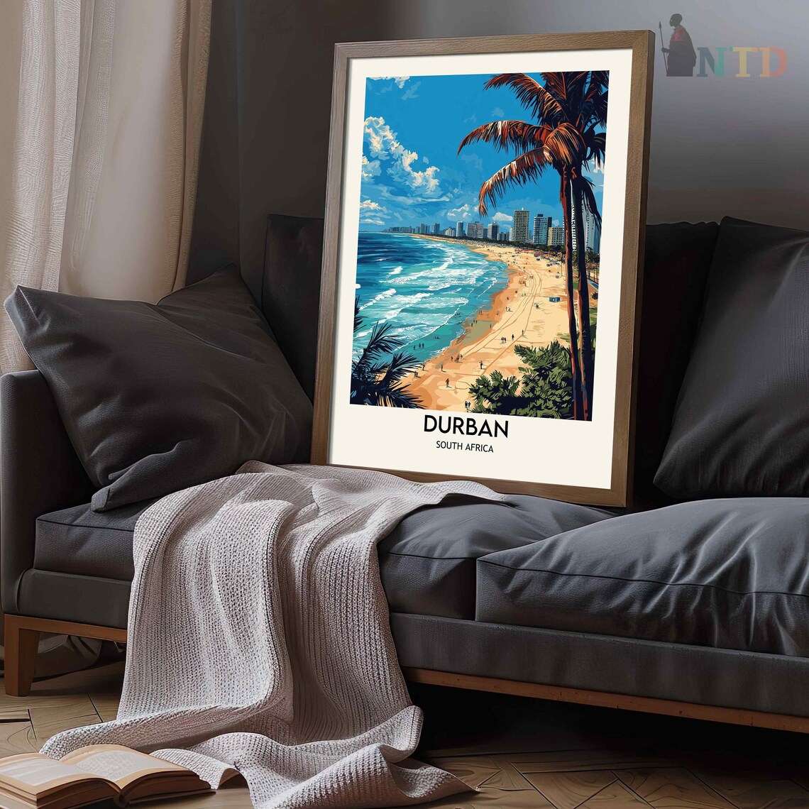 Durban South Africa Golden Mile Beach Skyline Palm Promenade Poster - Image 3