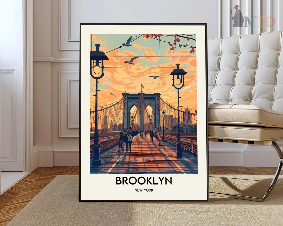Brooklyn Travel Poster, City Map Art Print