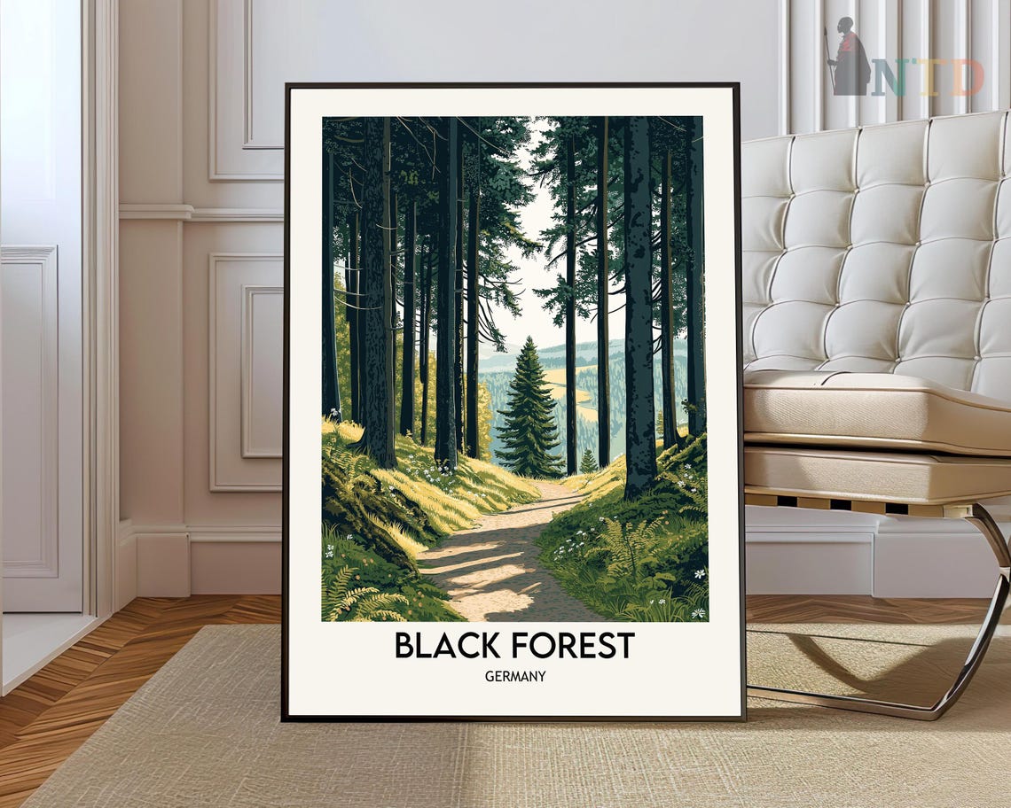 Black Forest Germany Pine Forest Trail Vintage Travel Poster