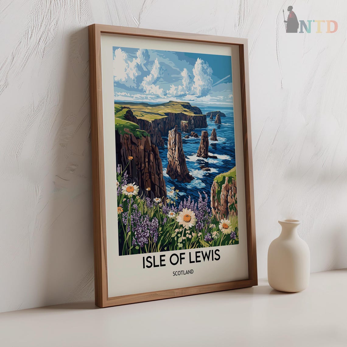 Isle of Lewis Scotland Dramatic Sea Cliffs Wildflower Coast Poster - Image 2
