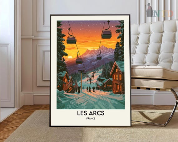 Les Arcs Ski Resort Poster French Alps Travel Art
