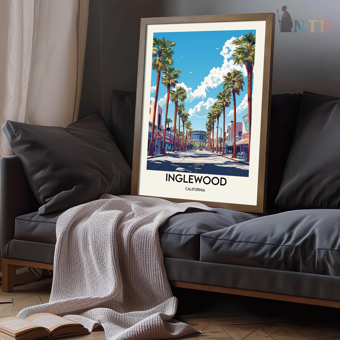 Inglewood California Palm Boulevard Stadium Street View Poster - Image 3