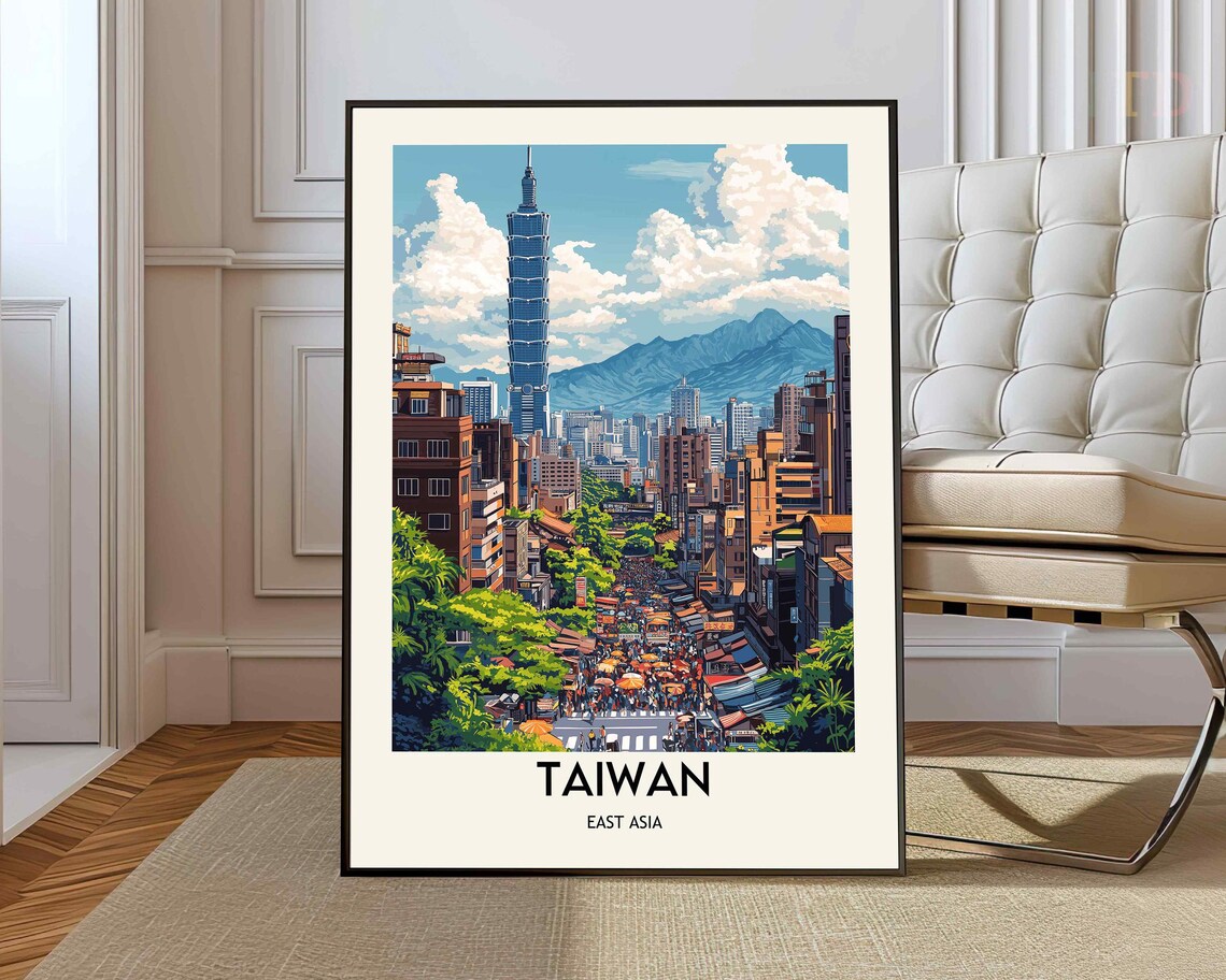Taiwan East Asia Taipei 101 Night Market Street Scene Poster