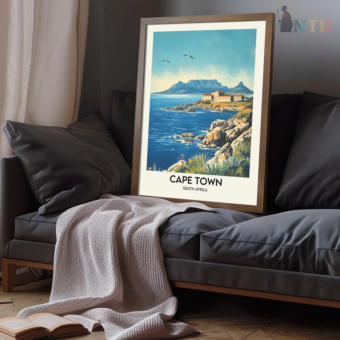 Cape Town Table Mountain Rocky Coastline Vintage Travel Poster - Image 3