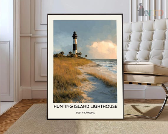 Hunting Island Lighthouse Poster Wall Art Print Photo