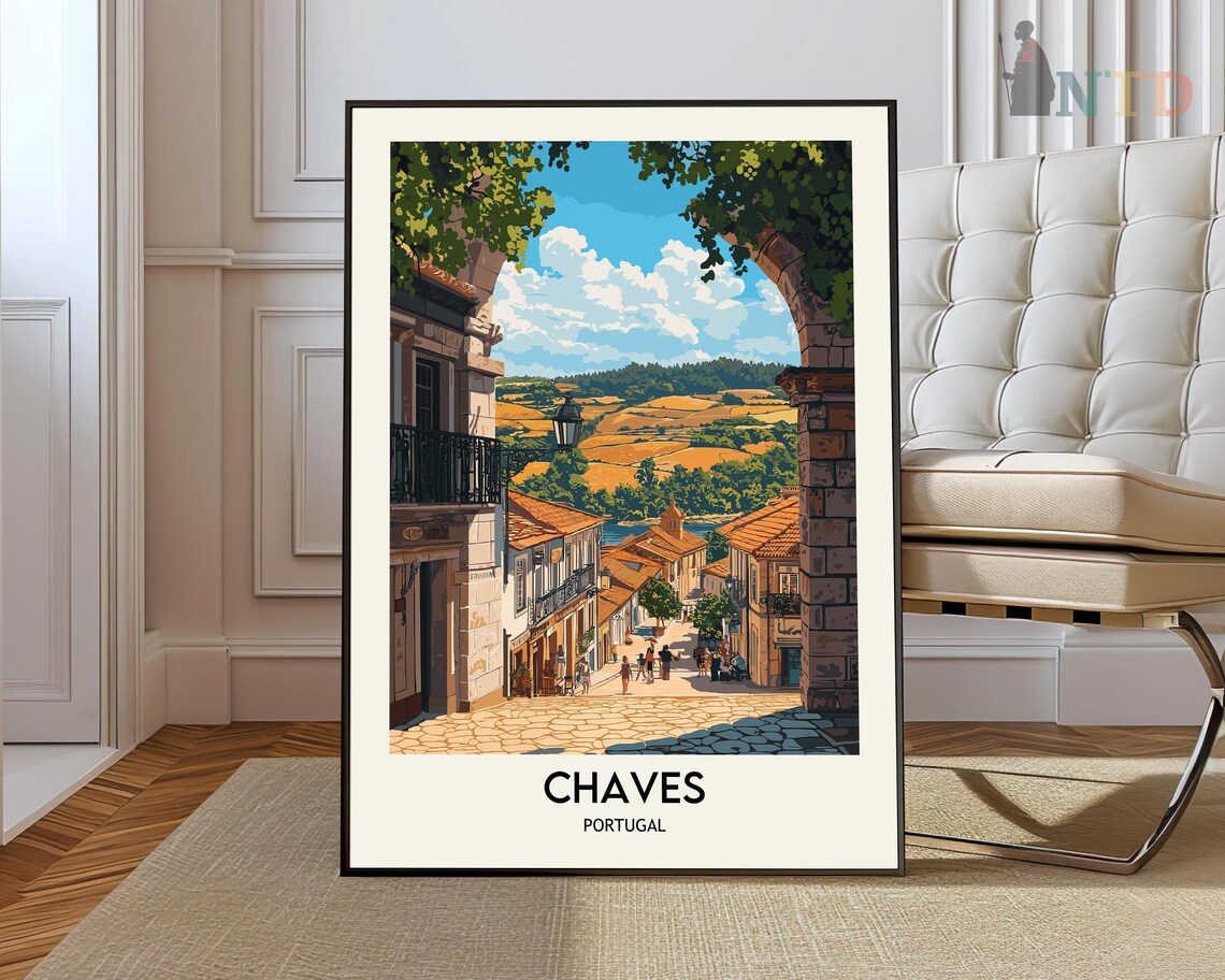 Chaves Portugal Old Town View Through Historic Stone Archway Poster