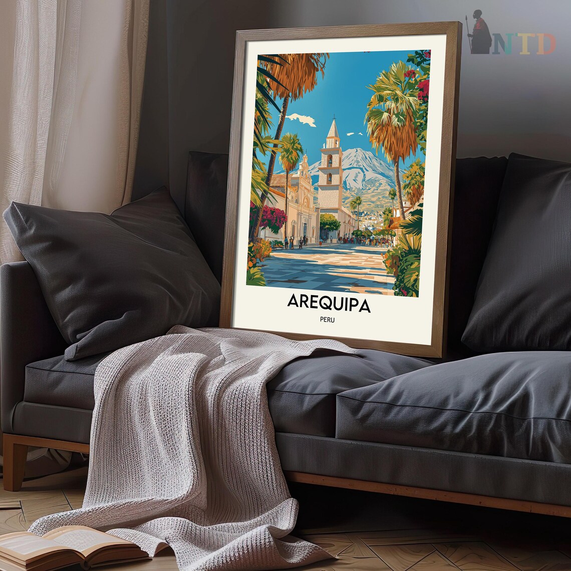 Arequipa Peru Colonial Cathedral Plaza Mountain View Travel Poster - Image 3