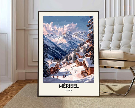 Meribel Ski Poster Travel Print French Skiing Art Wall