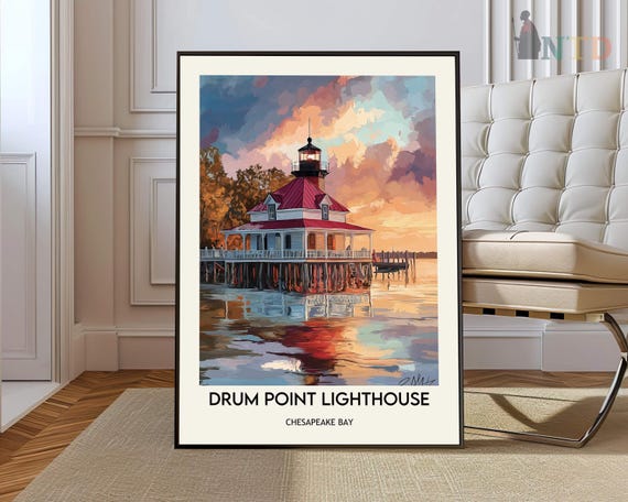 Drum Point Lighthouse Poster Wall Art Print Photo Solomons Maryland