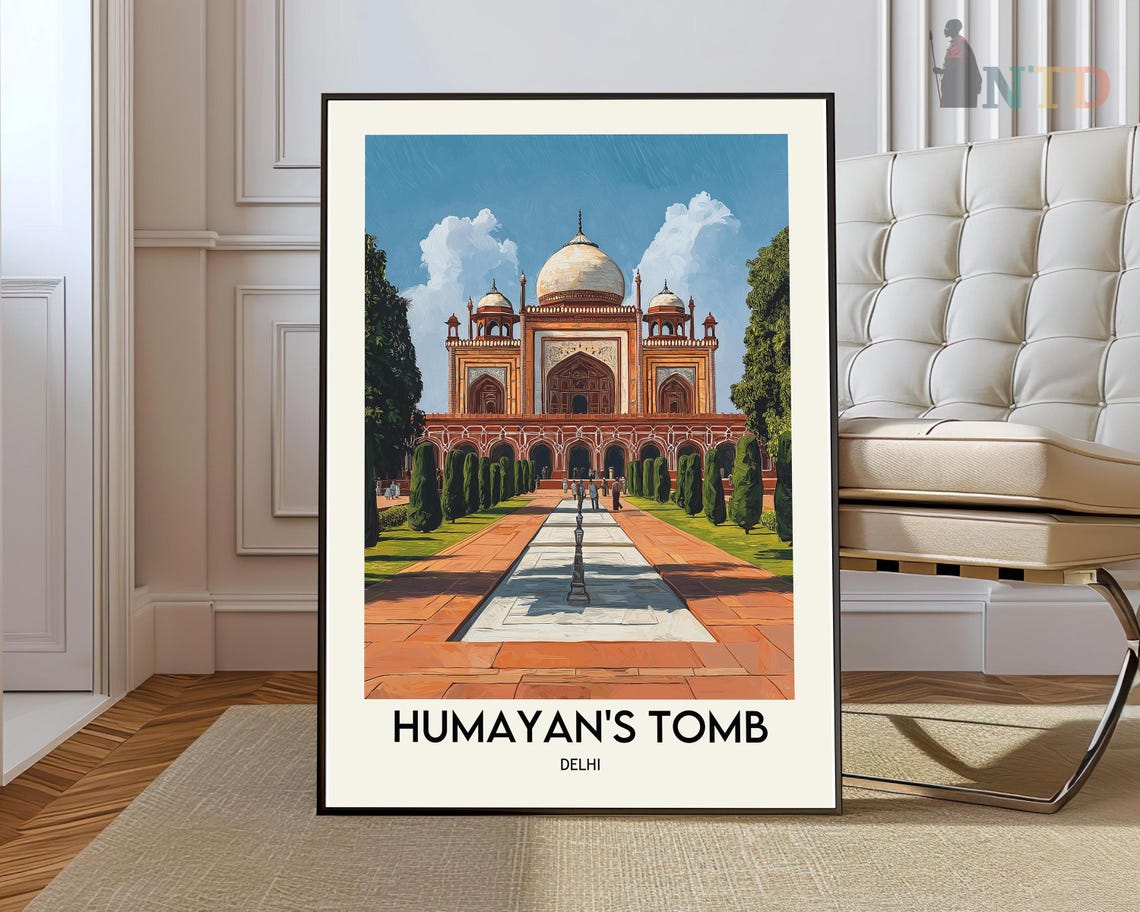 Humayan's Tomb Delhi India Mughal Monument Heritage Travel Poster