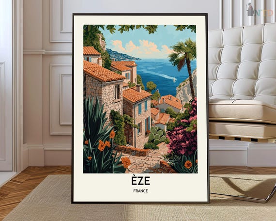 Eze Poster Ze Wall Art Print Photo Travel City Map French Riviera Cte Dazur