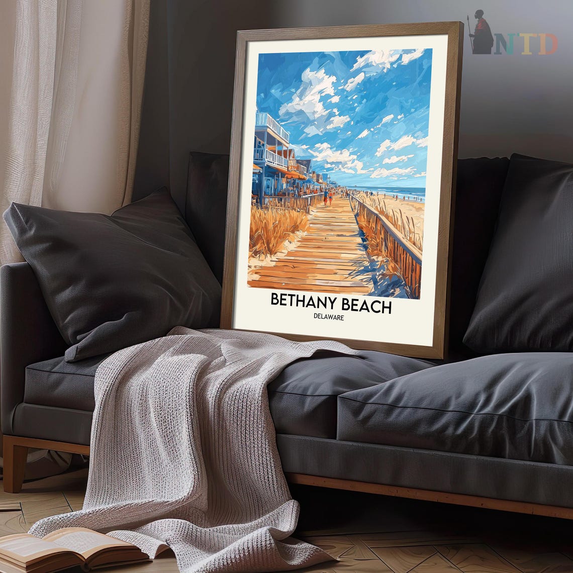 Bethany Beach Delaware Shops Boardwalk Summer Morning Poster - Image 3
