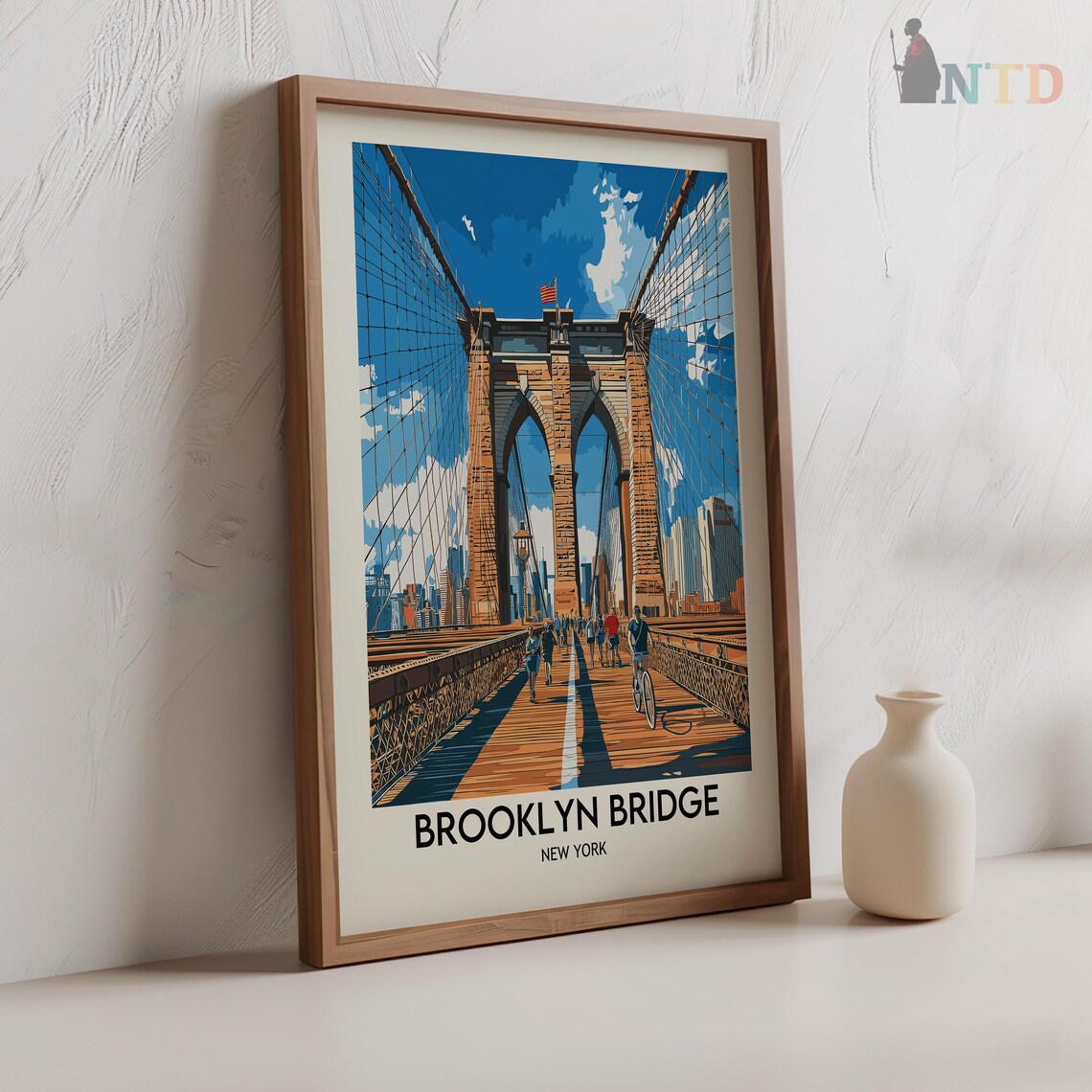 Brooklyn Bridge Tower Walkway New York City Vintage Travel Poster - Image 2