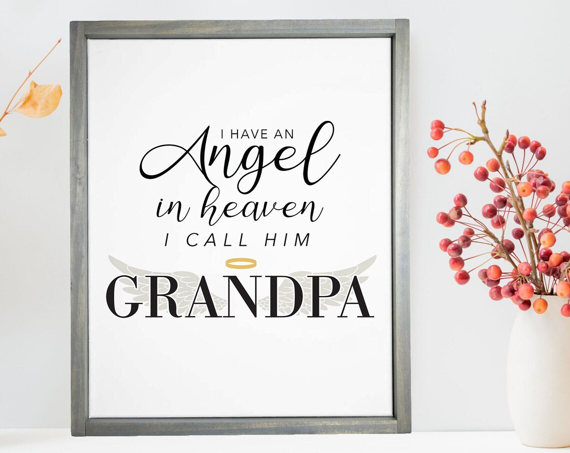 Custom Grandpa Angel Memorial Art Print, Christian Tribute