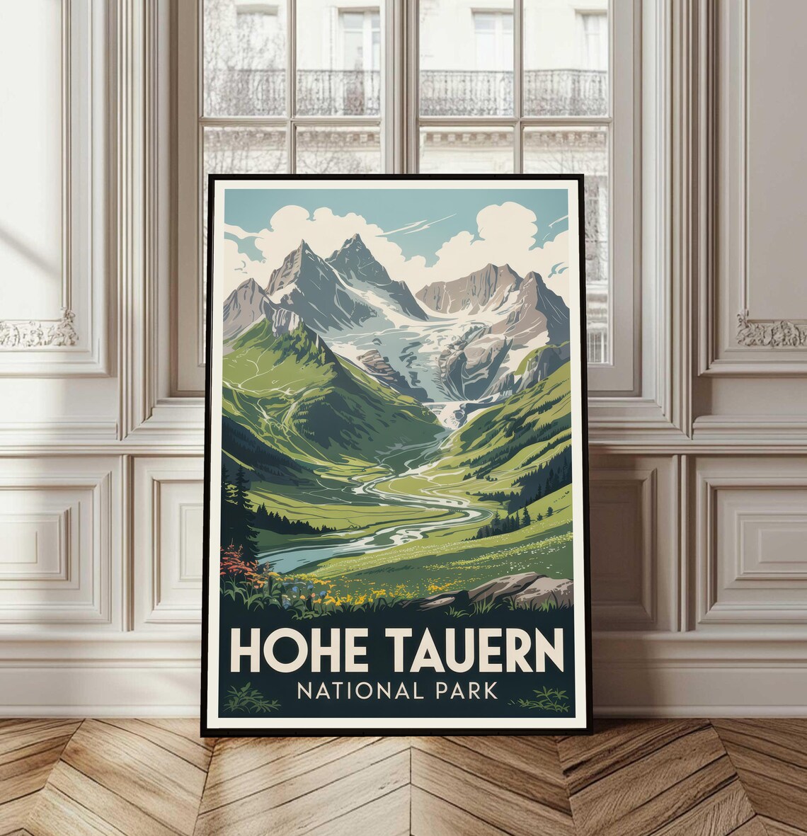 Hohe Tauern National Park Vintage Travel Poster Alpine Valley Art