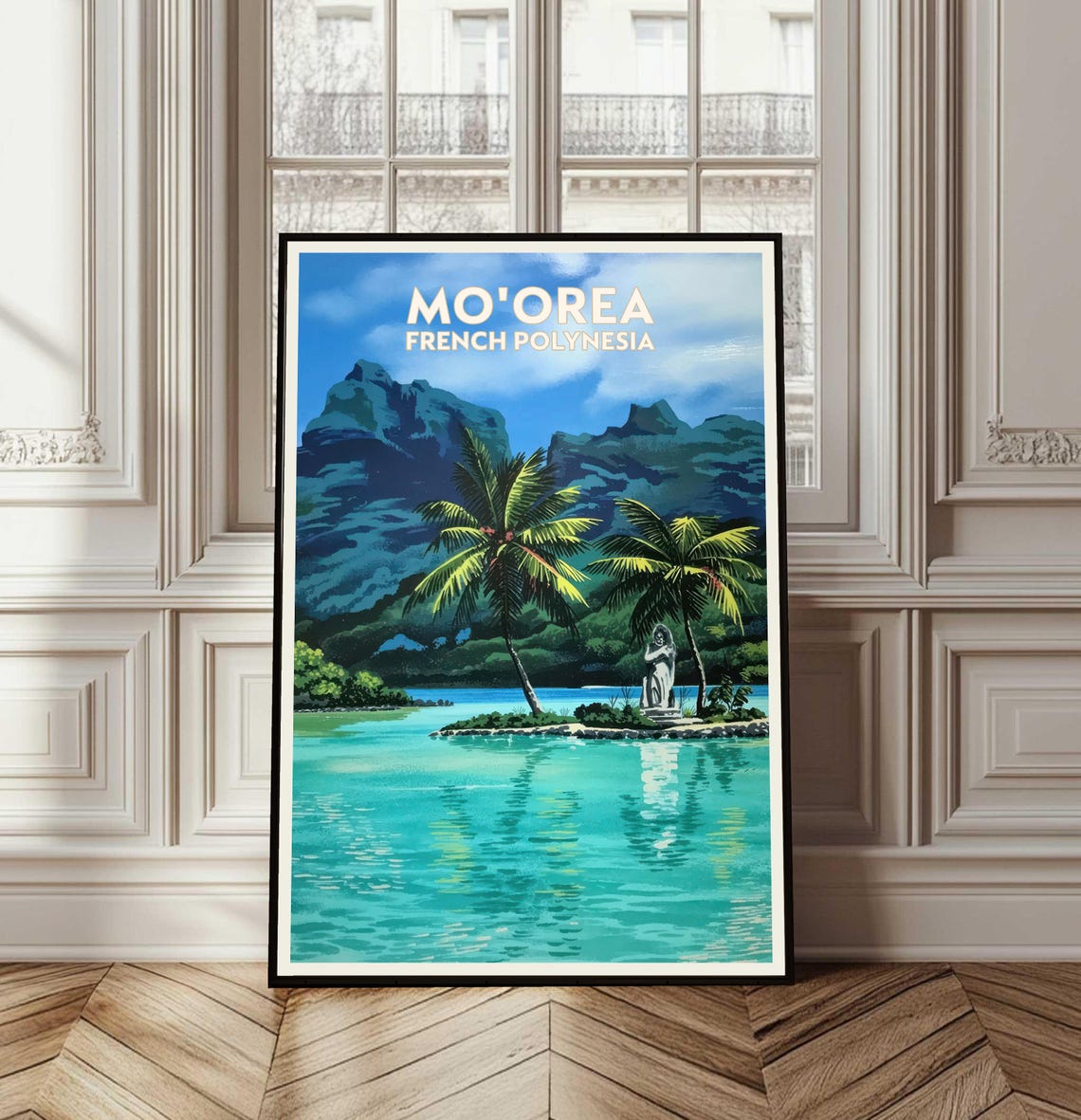 Moorea French Polynesia Tropical Lagoon Vintage Travel Poster