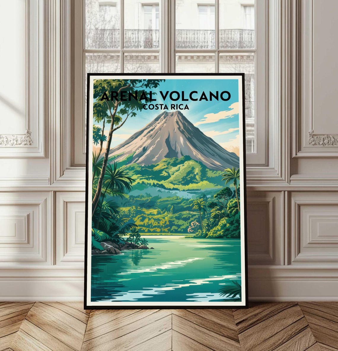 Arenal Volcano Costa Rica Tropical Travel Poster Jungle Scene