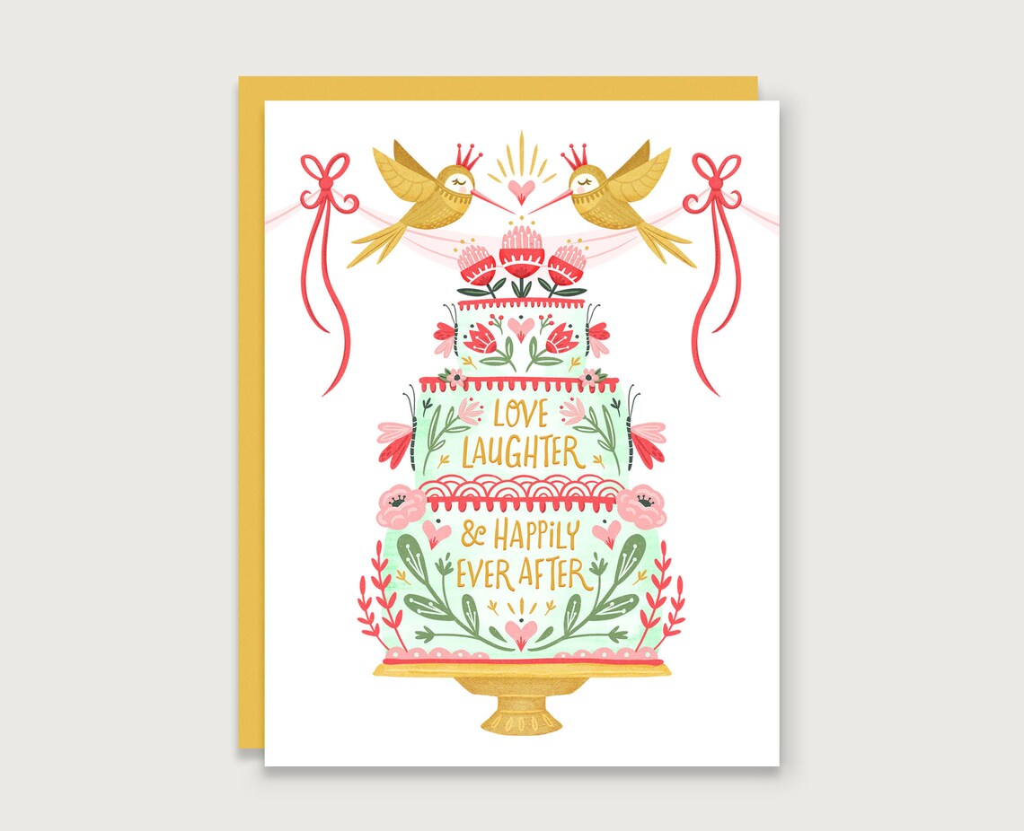Wedding Cake Love Birds Wall Art Print, Birds Decor