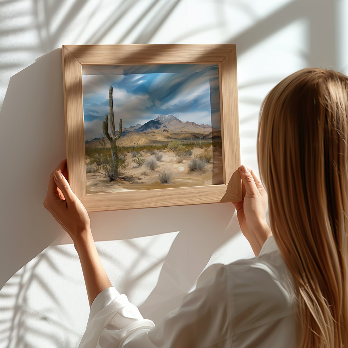 Saguaro Cactus Desert Mountains Blue Sky Southwest Landscape Poster - Image 2