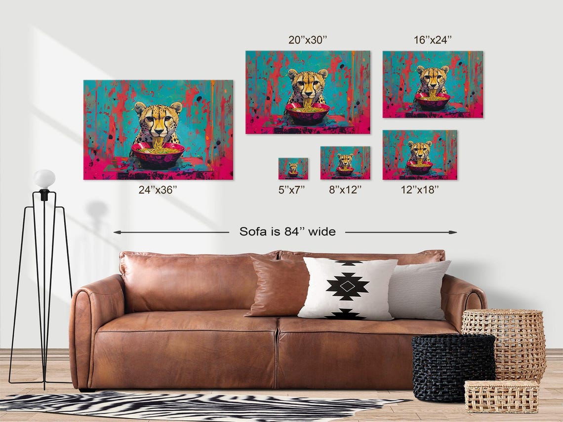 Maximalist Eclectic Ramen Cheetah Print Bold Altered Animal Portrait Fantasy Fun Colorful Renaissance Rustic Art - Image 3
