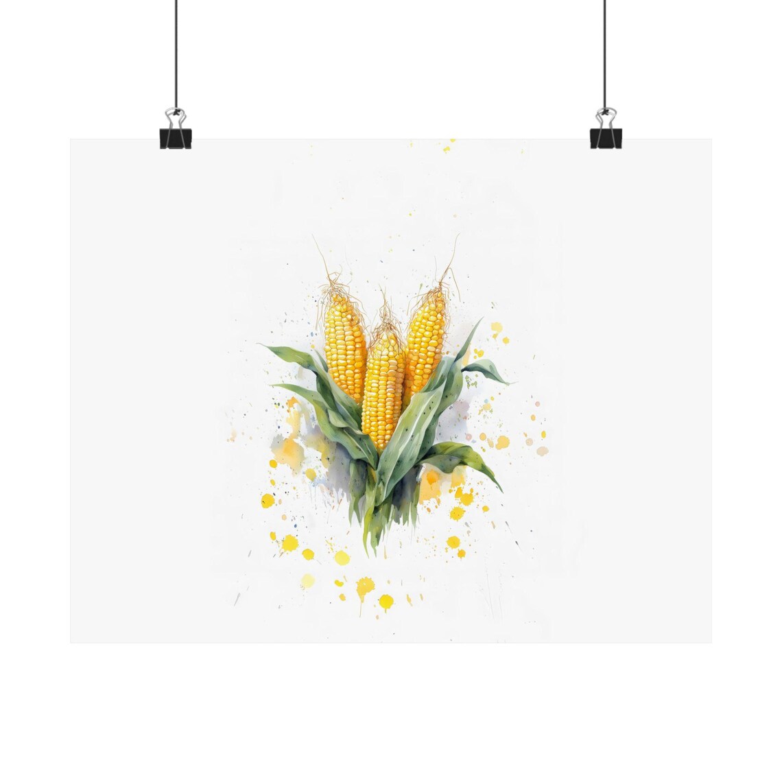 Corn Wall Art Landscape Kitchen Fruit Vegetable Poster Print Cooking Art Watercolor Painting Landscape Culinary Art