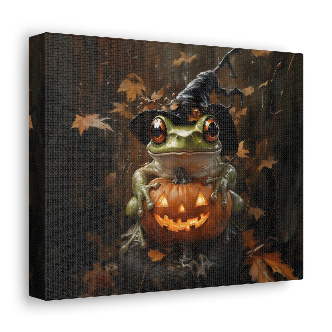 Pumpkin Frog Cute And Spooky Painting Fall Modern Painting Halloween Eccentric Wall Print Art Airbnb Art Wall Decor - Image 2