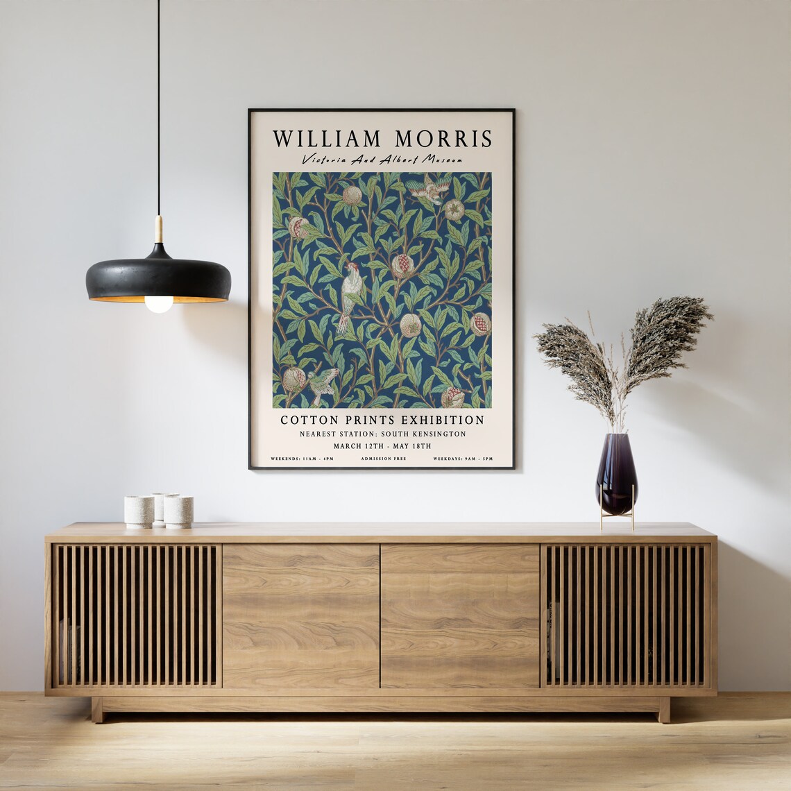 William Morris Pomegranate Bird Motif Exhibition Botanical Art Poster - Image 3