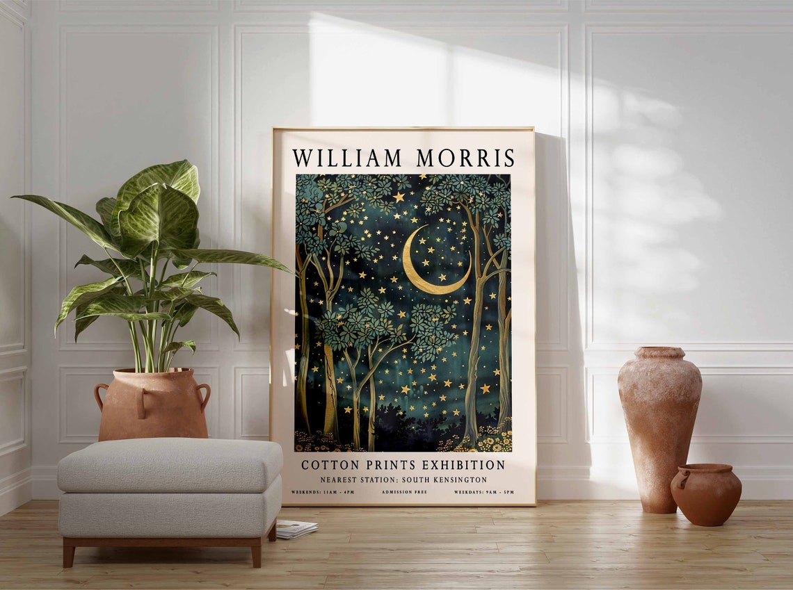 William Morris Moon Botanical Art Print - Image 3