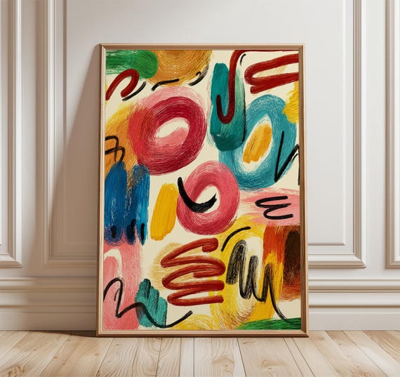 Abstract Brushstroke Poster Modern Colorful Wall Art Print Contemporary Minimalist Artwork Vibrant Expressionist Home Decor