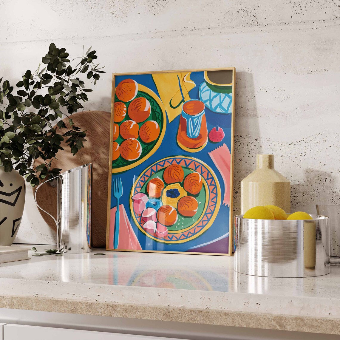 Colorful Dinner Table Still Life Fruit Feast Fauvist Art Poster - Image 2