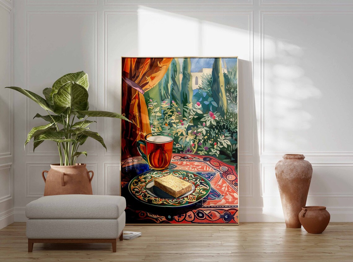 Afternoon Tea and Cake Art Poster Sunny Garden Window Kitchen Scene - Image 3