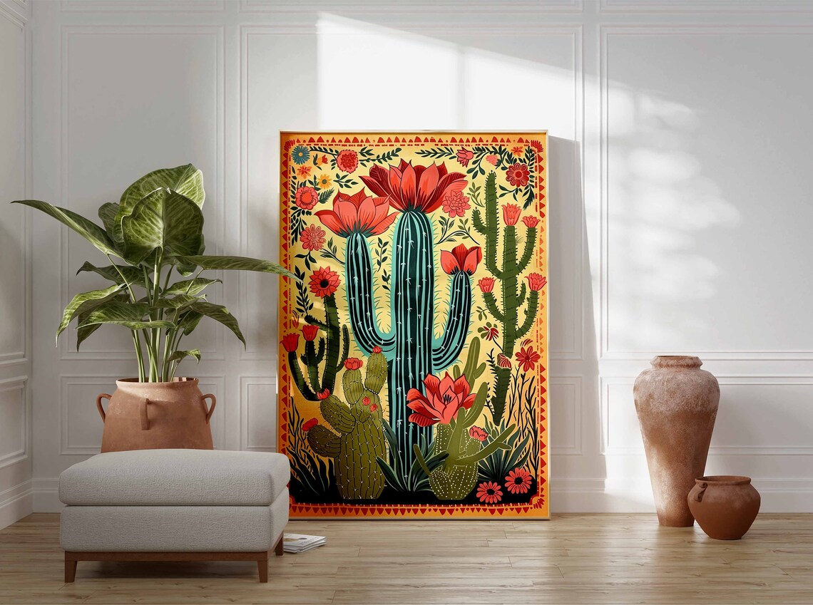 Vintage Mexican Cactus Poster, Latin Decor Art Print - Image 3