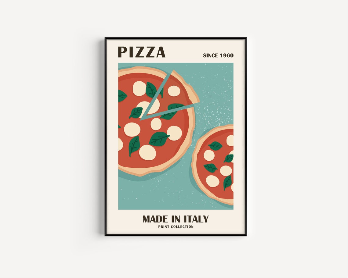 Pizza Made in Italy Since 1960 Margherita Kitchen Decor Poster - Image 2
