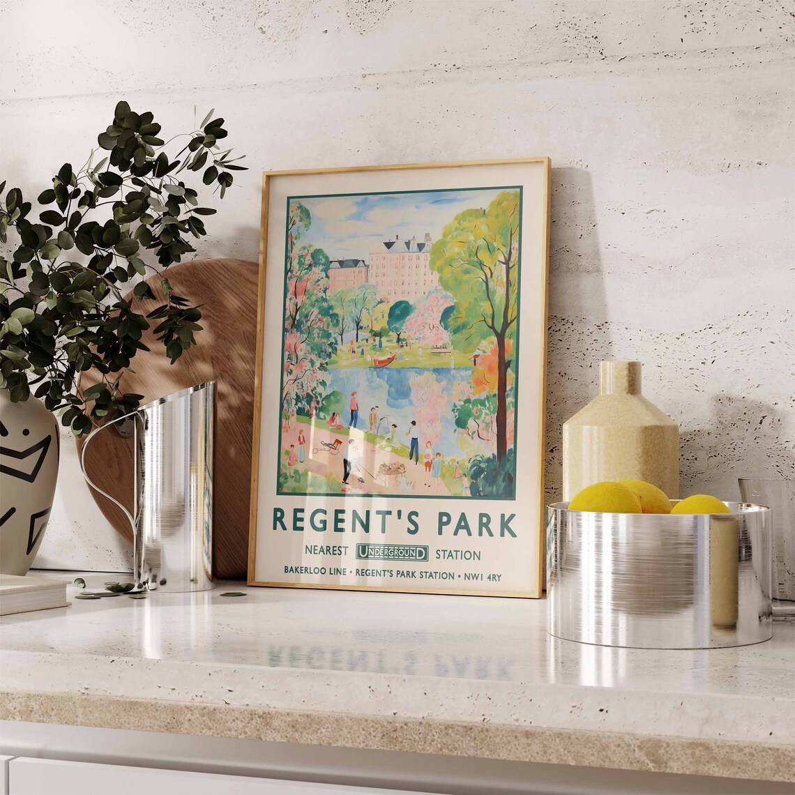 Regents Park London Bakerloo Line Nearest Station Vintage Poster - Image 2