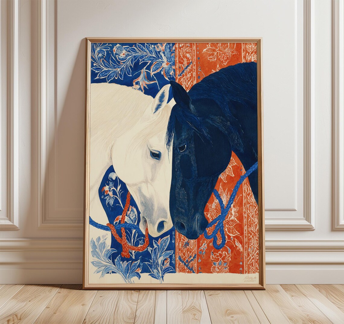 Elegant Horse Art Print, Modern Equestrian Artwork