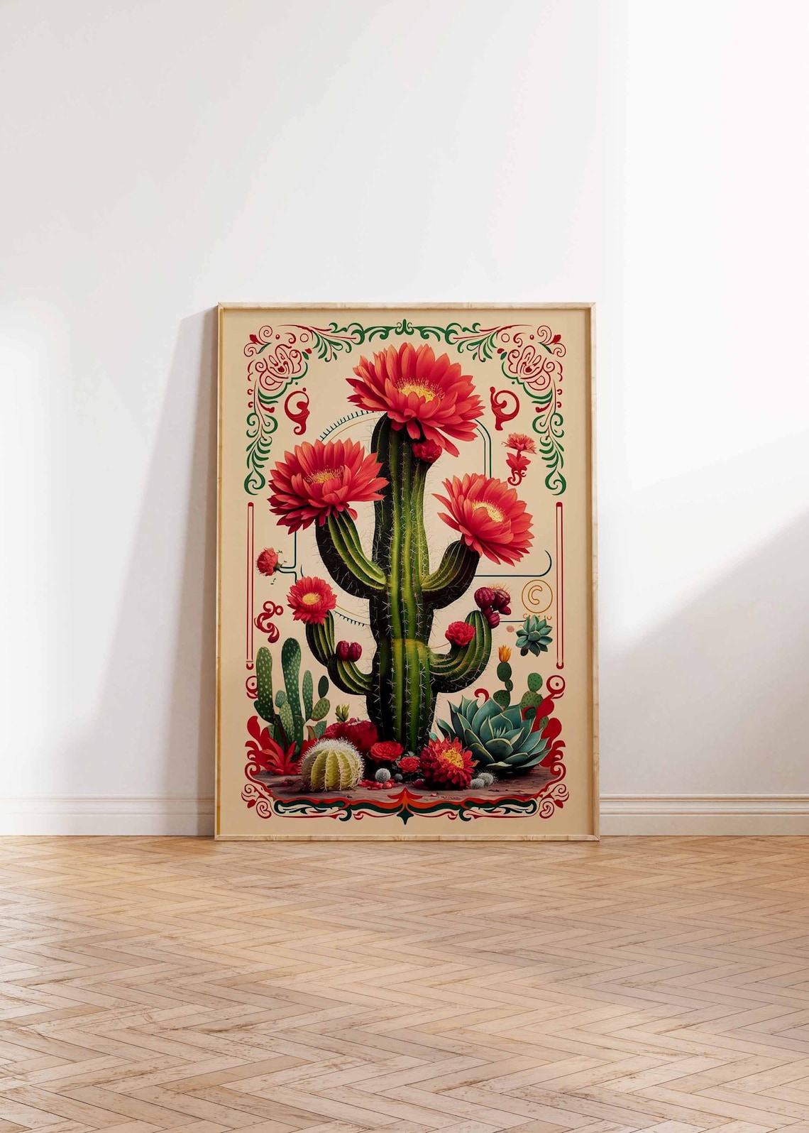 Vintage Mexican Cactus Poster, Traditional Decor Print - Image 3