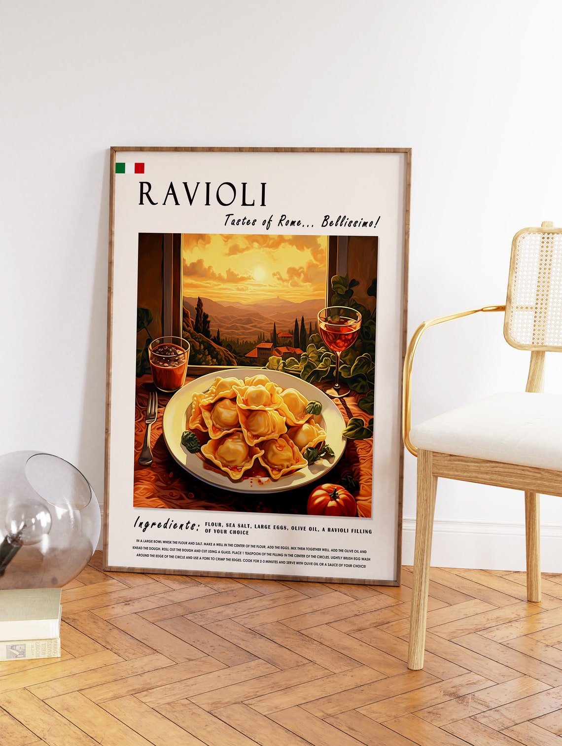 Italian Ravioli Food Poster Pasta Food Print Italian Food Poster Kitchen Print Kitchen Decor Food Art Food Drink Art - Image 3