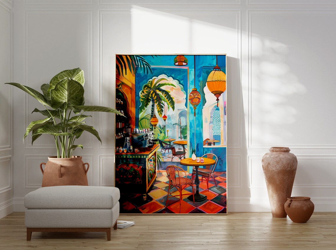 Colorful Moroccan Cafe Espresso Morning Art Kitchen Wall Poster - Image 3