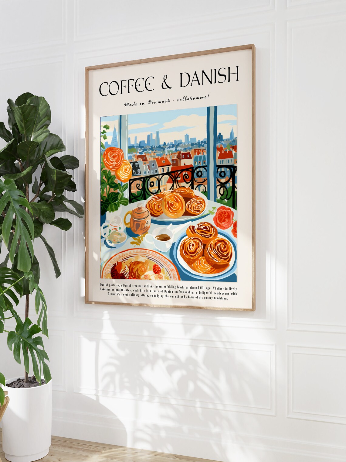Coffee and Danish Pastries Copenhagen Cafe Culture Art Poster - Image 3